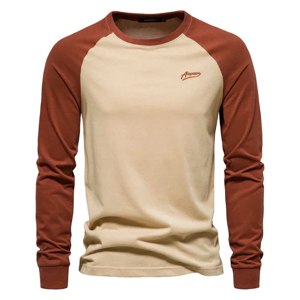 Versatile men's raglan long sleeve shirt, a modern fit casual top perfect for comfort and layering.