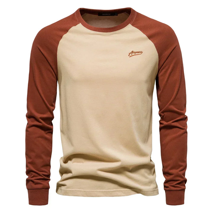 Versatile men's raglan long sleeve shirt, a modern fit casual top perfect for comfort and layering.