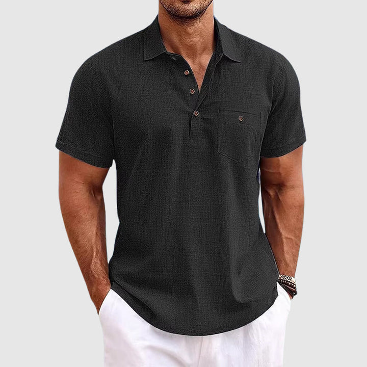 Lightweight men's polo shirt, a versatile short sleeve design for casual summer fashion & everyday wear.
