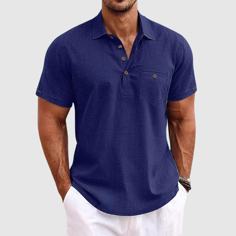 Classic men's casual polo shirt, ideal short sleeve top for versatile summer fashion and everyday comfort.