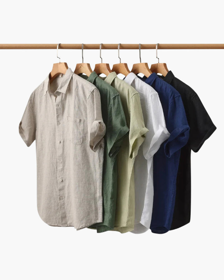 Men's comfortable short sleeve summer shirt for travel, vacation, and everyday style.