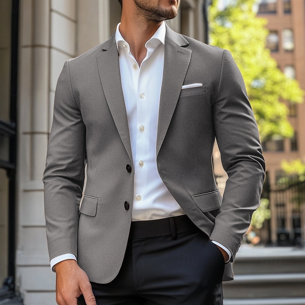 Stylish men's standard fit single-breasted jacket, perfect for modern casual men's fashion.