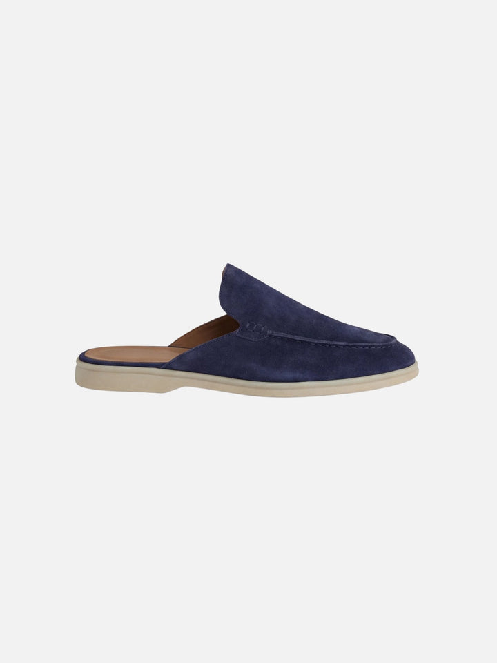 Breathable men's summer mules. Comfortable slip-on design with stylish stitched detail & open heel.