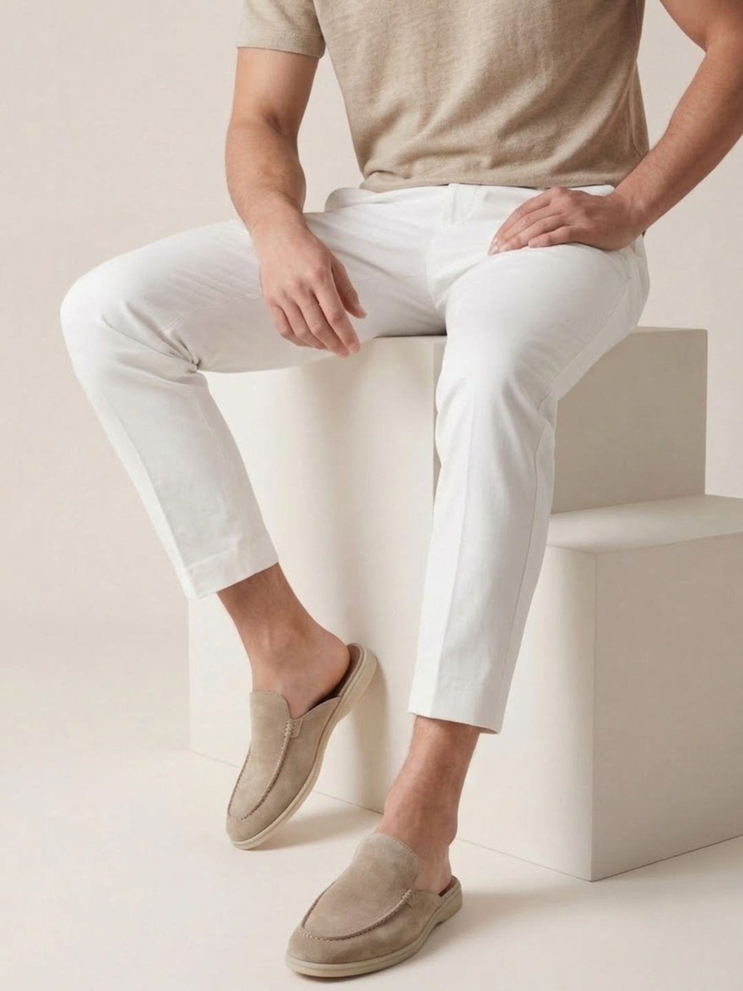 Breathable men's mules; easy wear slip-on design & smart stitched detail. Perfect for casual summer fashion.