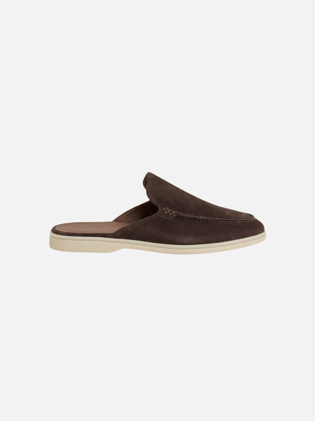 Front view of versatile men's casual mules. Easy wear slip-on design with an open heel for ultimate comfort.