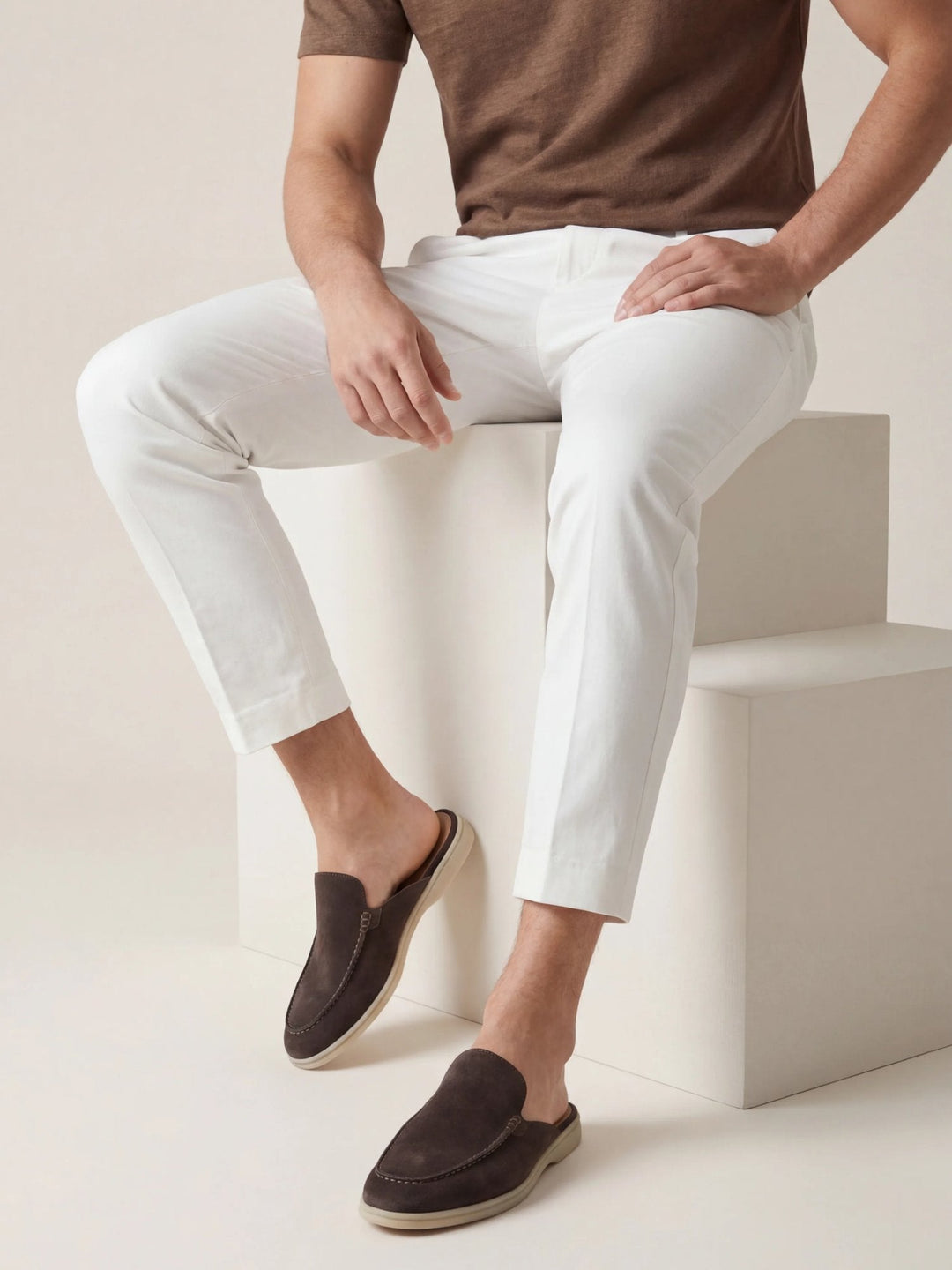 Men's fashionable mules, ideal for smart casual wear. Features a comfortable slip-on & open heel design.