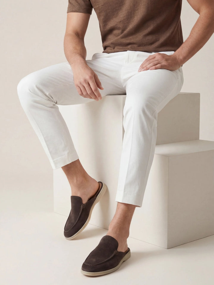Men's fashionable mules, ideal for smart casual wear. Features a comfortable slip-on & open heel design.