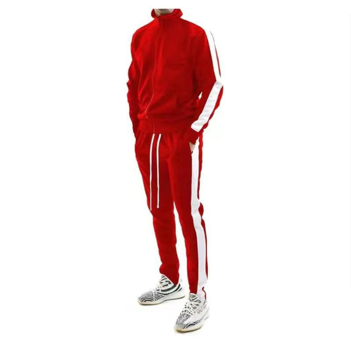 Stylish men's casual tracksuit set. Timeless activewear for a comfortable gym outfit or daily leisurewear.