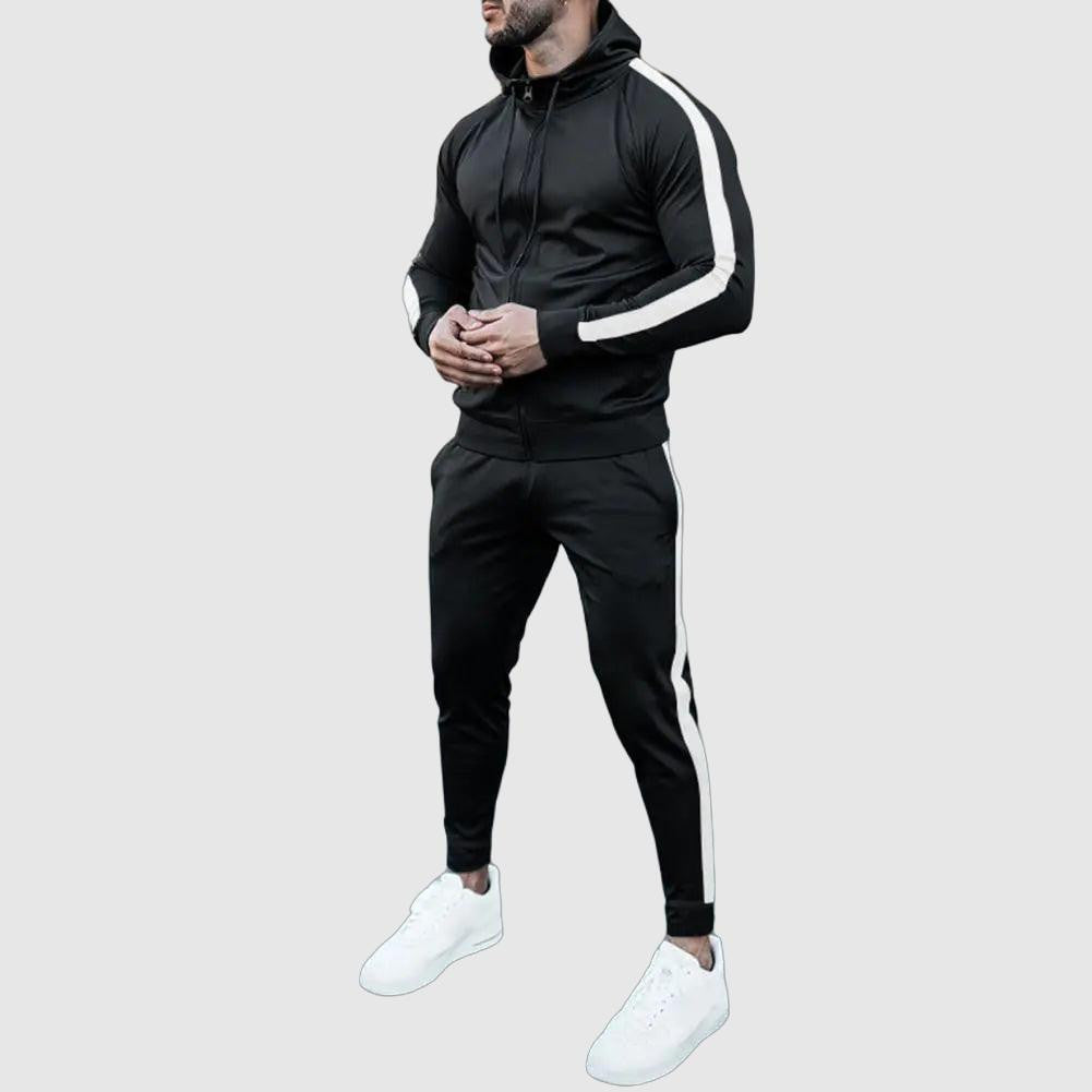 Men's comfortable sportswear tracksuit. Two-piece casual outfit, great for jogging, gym, or travel wear.