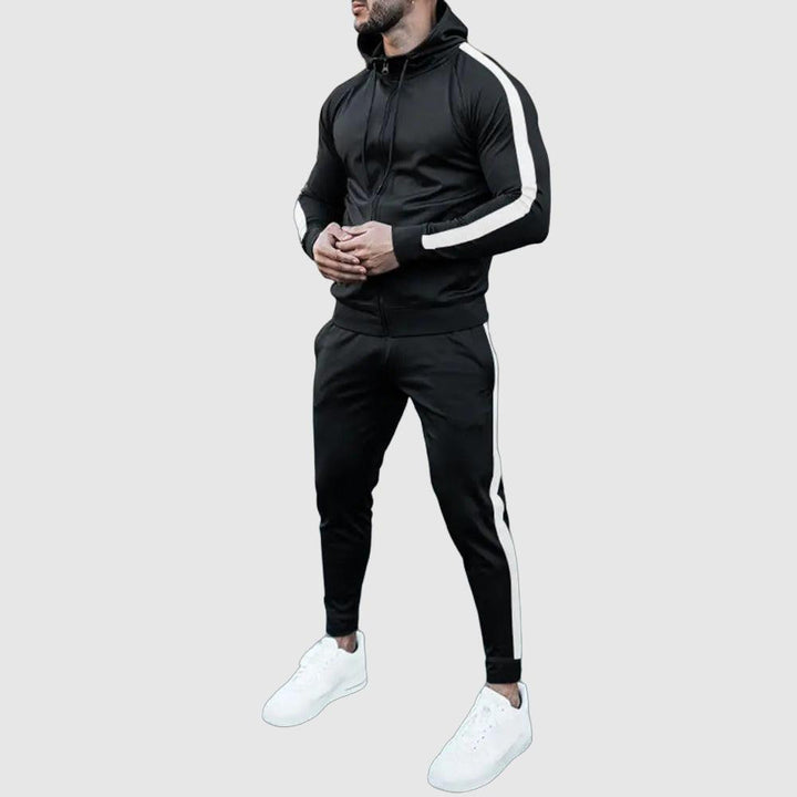 Men's comfortable sportswear tracksuit. Two-piece casual outfit, great for jogging, gym, or travel wear.