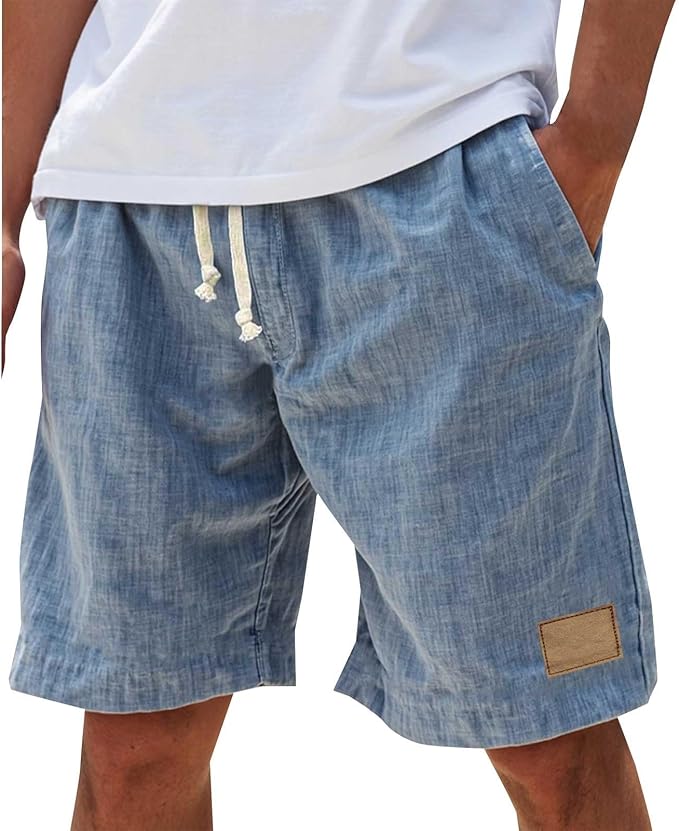 Men's elastic waist summer shorts, relaxed fit, designed for maximum comfort & warm weather.
