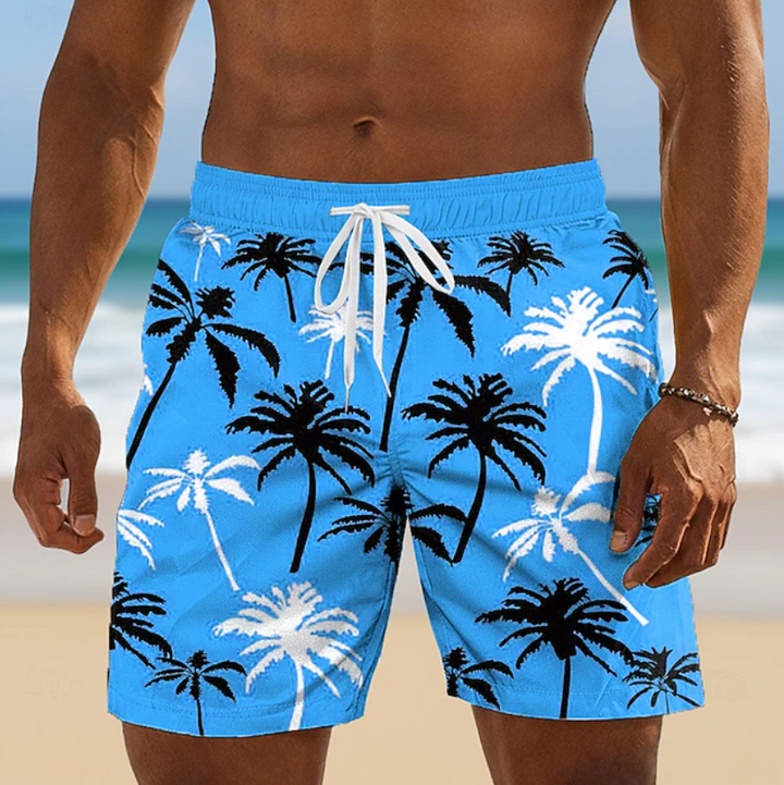 Men's lace-up drawstring coconut shorts, stylish and comfy for summer beach & casual wear.