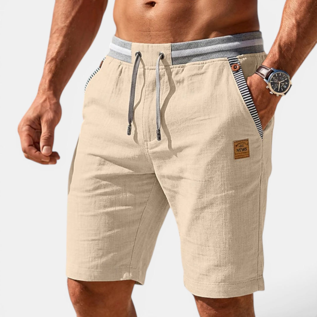 Men's casual summer shorts with elastic waist & drawstring for ultimate comfort & relaxed fit.