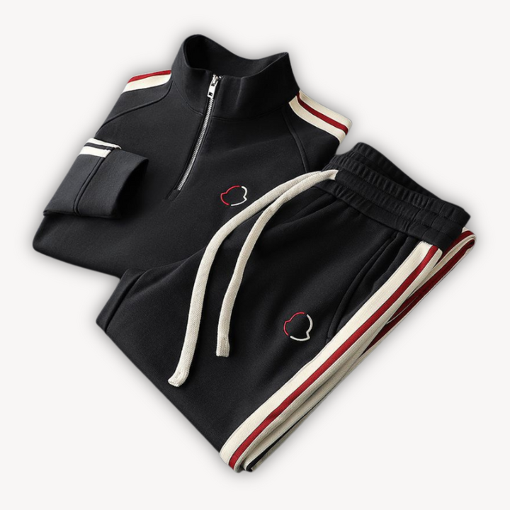 Men's fashion tracksuit: zip-up hoodie & joggers for casual activewear.