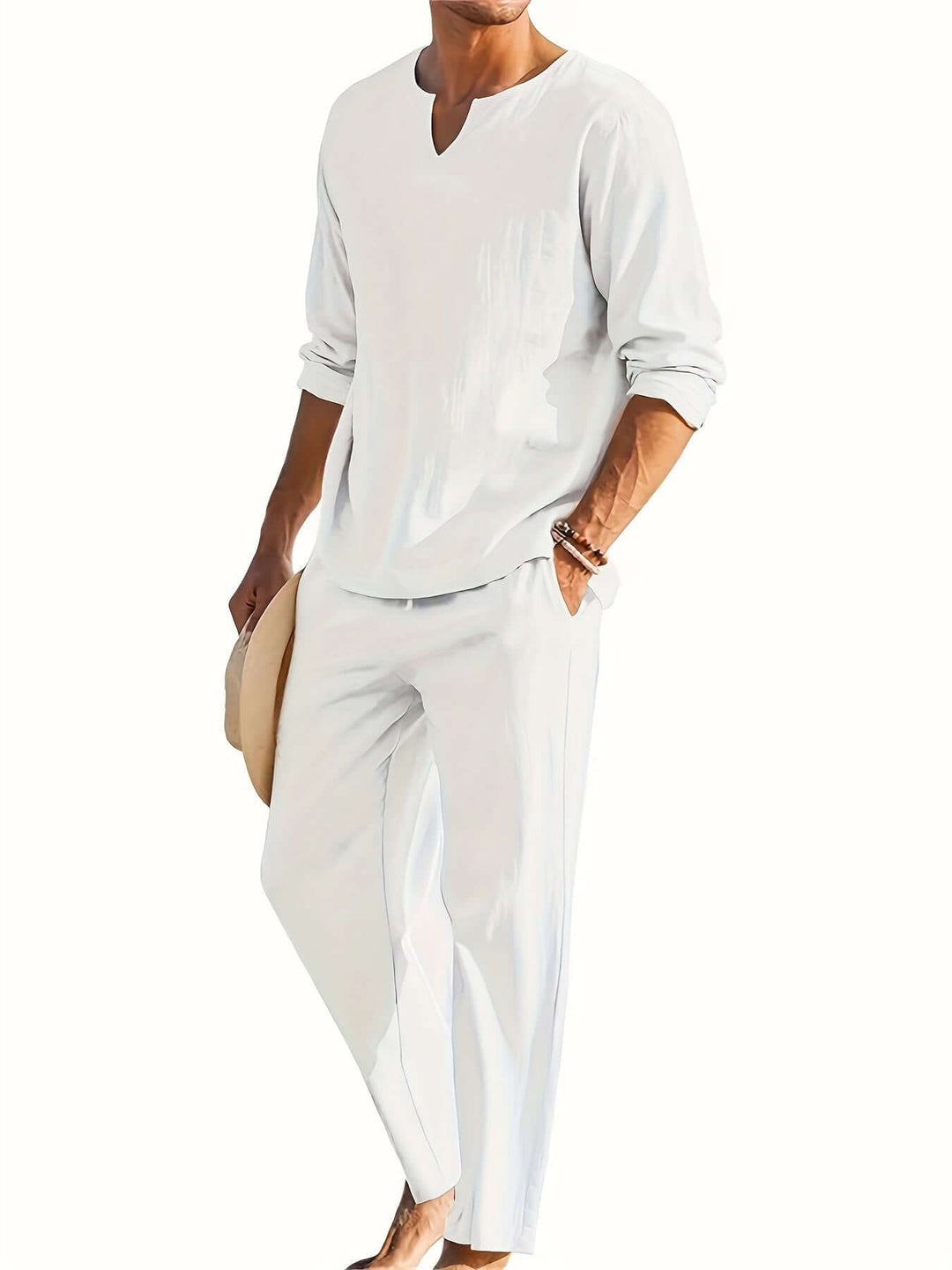 Soft, comfortable men's two-piece casual lounge set. Perfect relaxed autumn outfit.