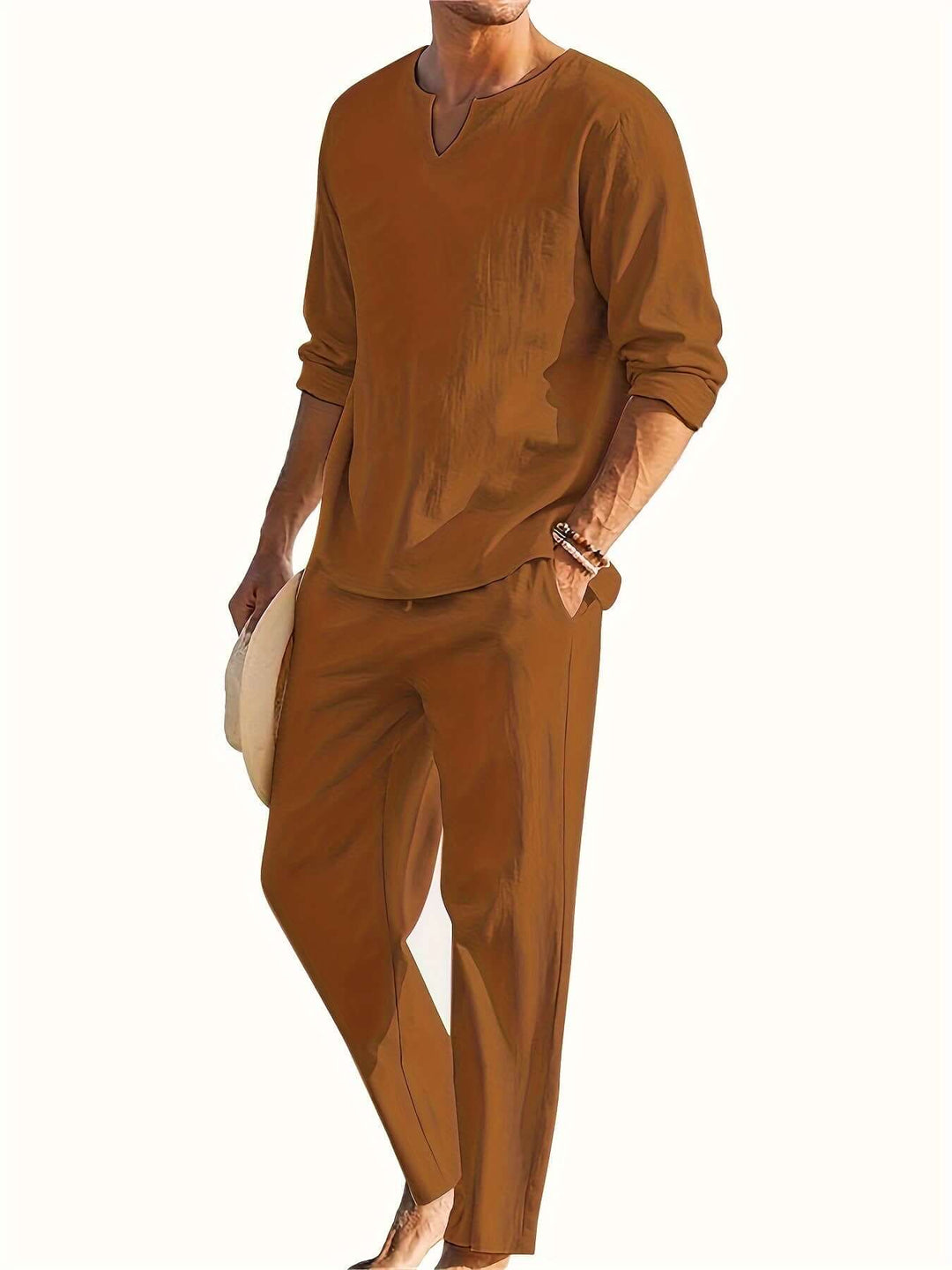 Men's stylish two-piece set, ideal for casual lounging. Comfortable summer & autumn outfit.