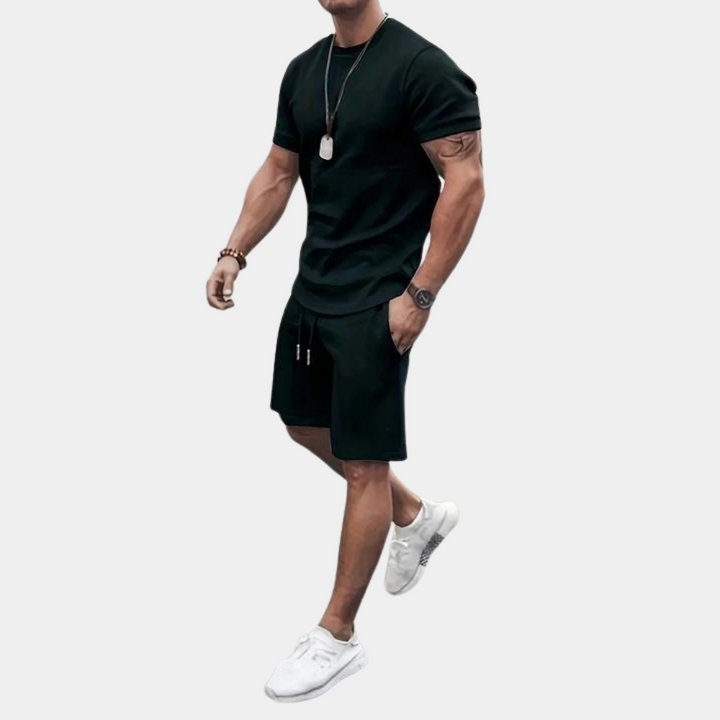 Trendy men's casual summer two-piece set, a comfortable & breathable shorts and shirt combo for everyday fashion.