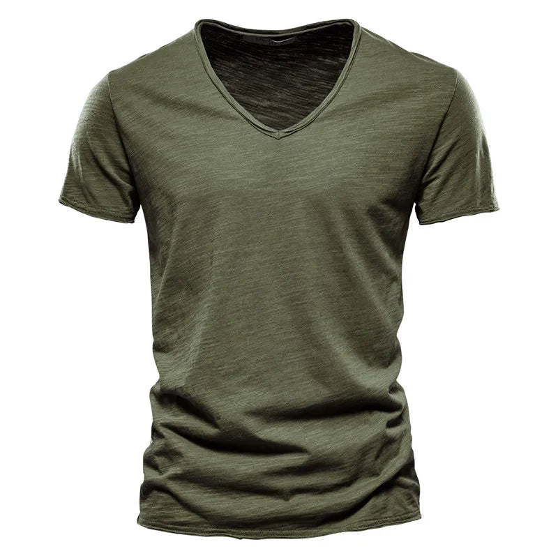 Men's lightweight V-neck summer shirt. Casual short sleeve top, comfortable & stylish apparel.