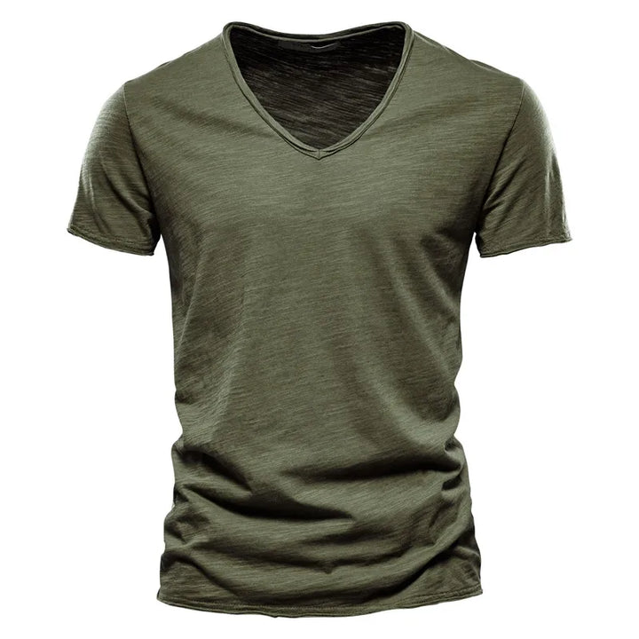 Men's lightweight V-neck summer shirt. Casual short sleeve top, comfortable & stylish apparel.