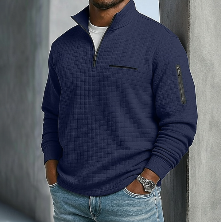 Men's basic long sleeve waffle knit jumper. Soft and comfortable casual top for daily wear.