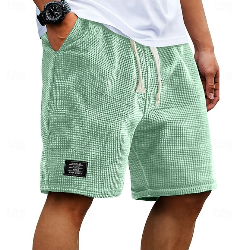 Versatile men's summer shorts. Stylish waffle knit, breathable and comfy for casual warm weather fashion.