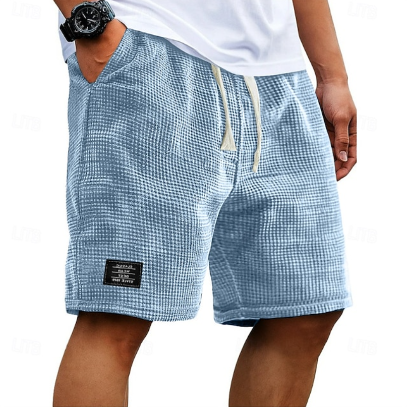 Textured men's waffle shorts, incredibly breathable. Perfect casual bottoms for a comfortable, relaxed summer.