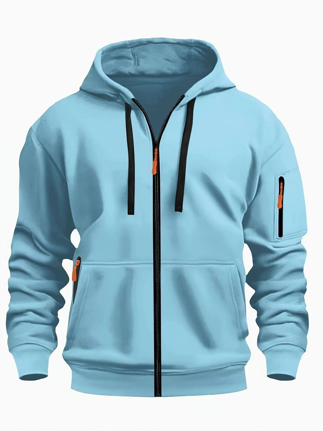 Men's casual zip-up hoodie sweatshirt with hood in heather gray for everyday comfort & fall style.
