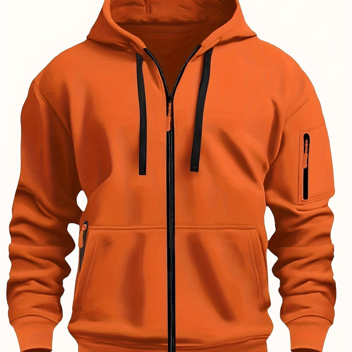 Everyday men's zip-up hoodie, a cozy hooded top for ultimate comfort & casual fall fashion.
