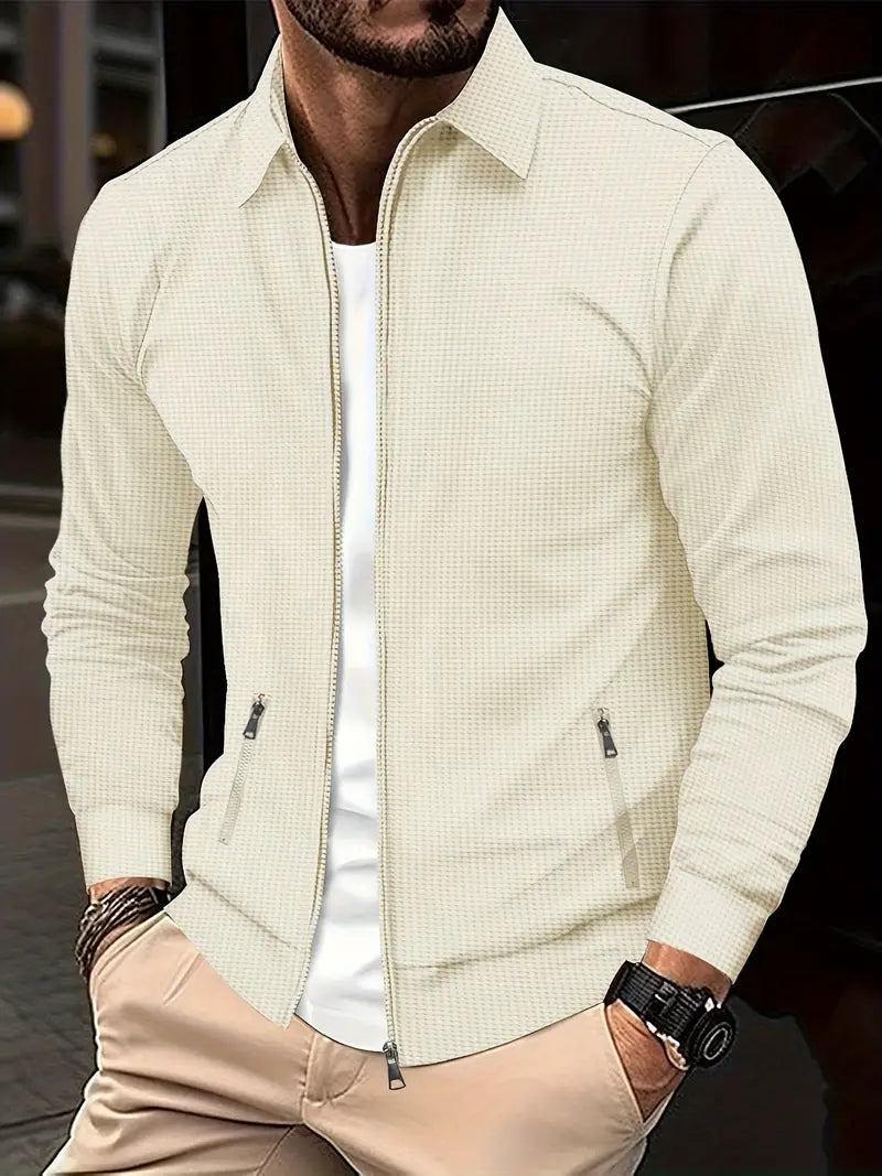 Men's casual zip-up long-sleeve shirt in modern style, perfect for everyday versatile wear.