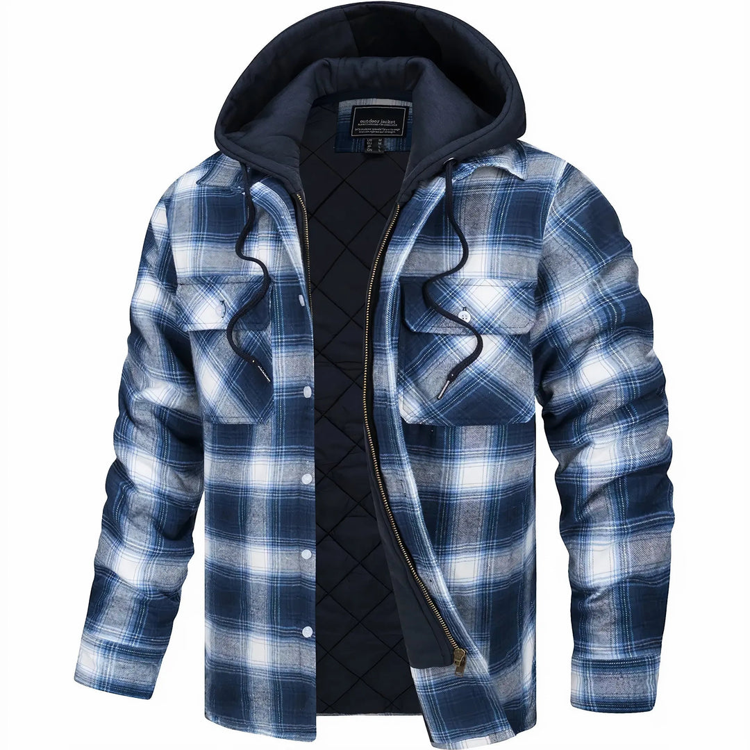 Stylish men's regular fit checked zip jacket, ideal for versatile casual outerwear.