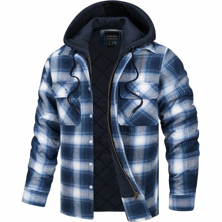 Stylish men's regular fit checked zip jacket, ideal for versatile casual outerwear.