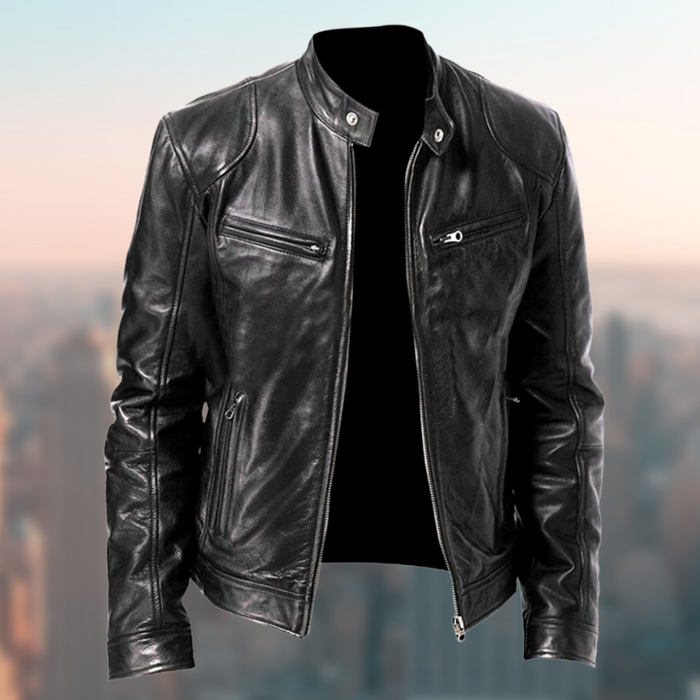 Men's classic all-season zipper jacket in a versatile regular fit, perfect for casual and everyday wear.