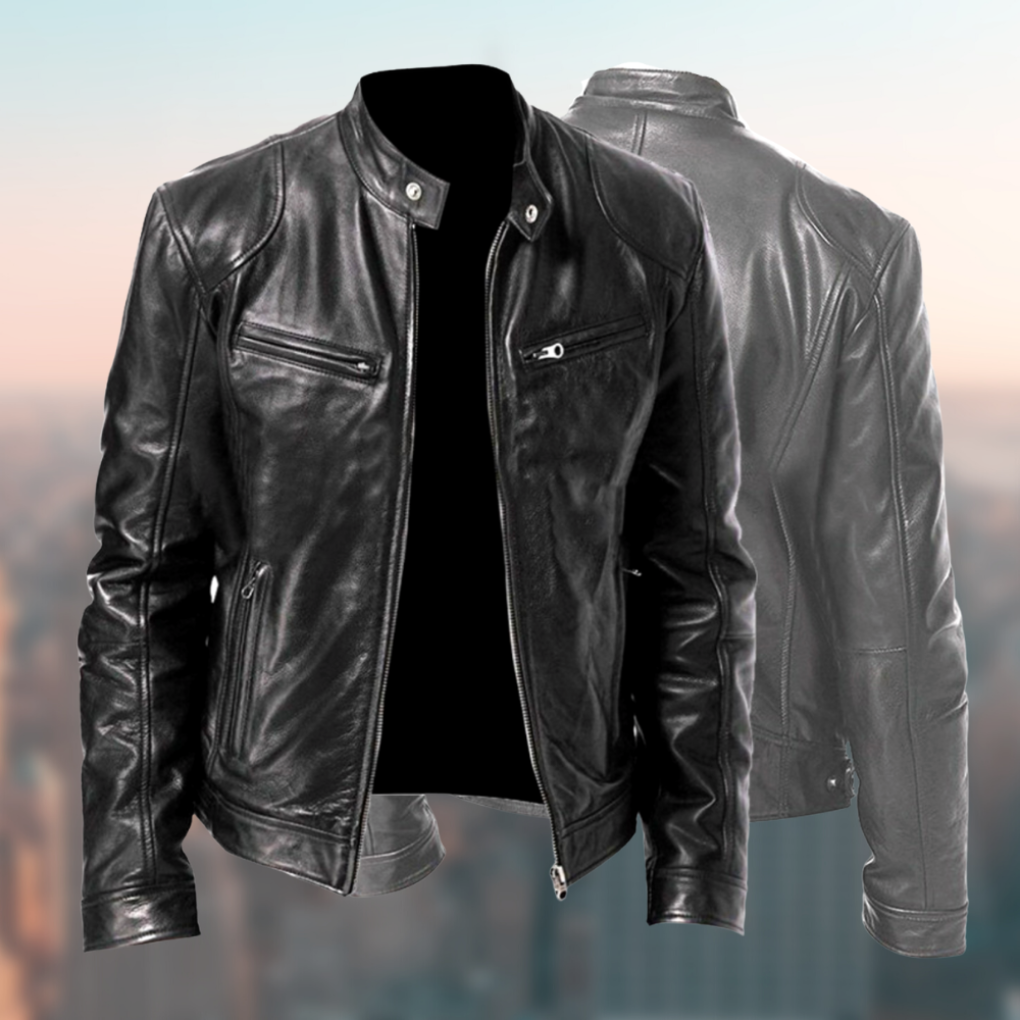 Men's classic zipper jacket for all seasons, offering a stylish, regular fit for versatile casual fashion.