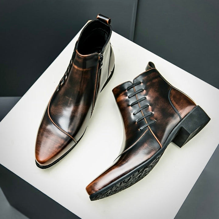 Men's durable formal dress boots with a polished finish, ideal for professional meetings and events.