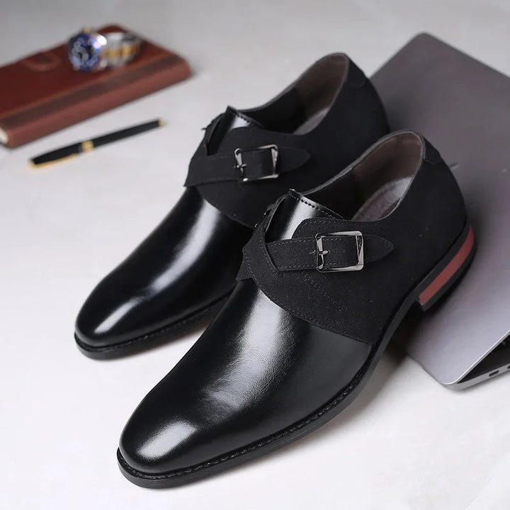 Professional men's black oxford dress shoes. Enhance your business look and formal wear with a classic elegant style.