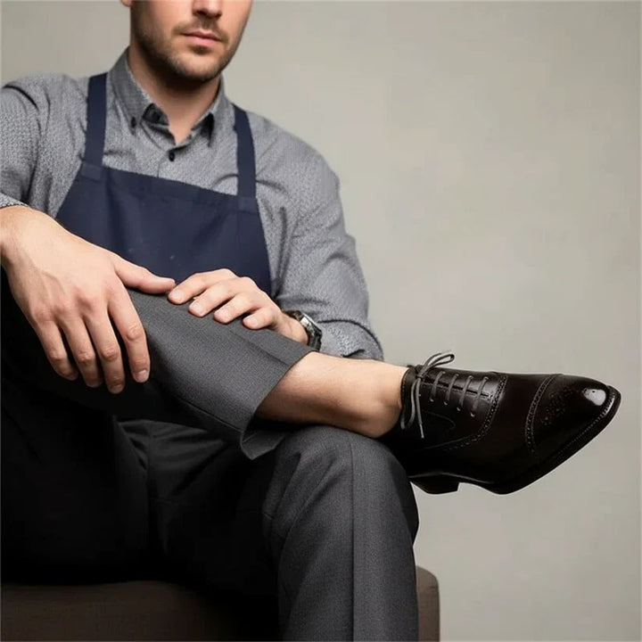 Men's elegant black formal Oxford brogues, classic gentlemen's dress shoes for any special occasion.