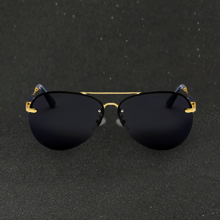 Black polarized aviator sunglasses for men, essential eyewear accessory providing UV protection & classic style.