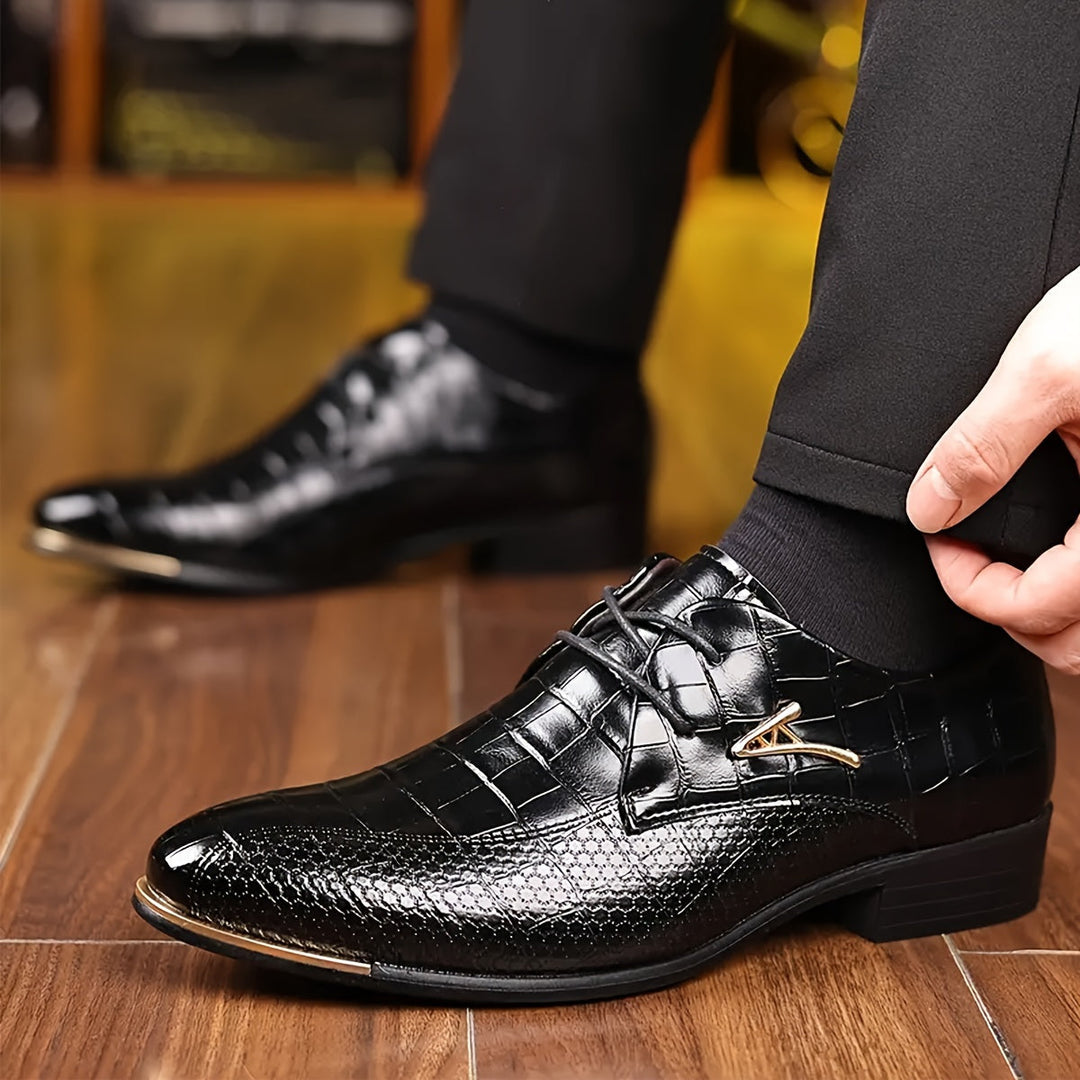 Sleek men's classic slip-on leather loafers. Versatile dress shoes for formal, business, or casual wear.