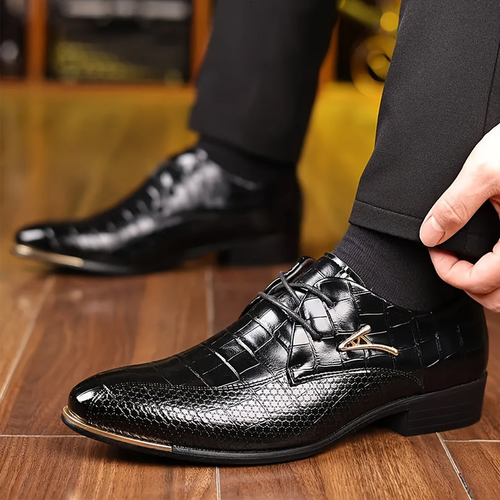 Sleek men's classic slip-on leather loafers. Versatile dress shoes for formal, business, or casual wear.