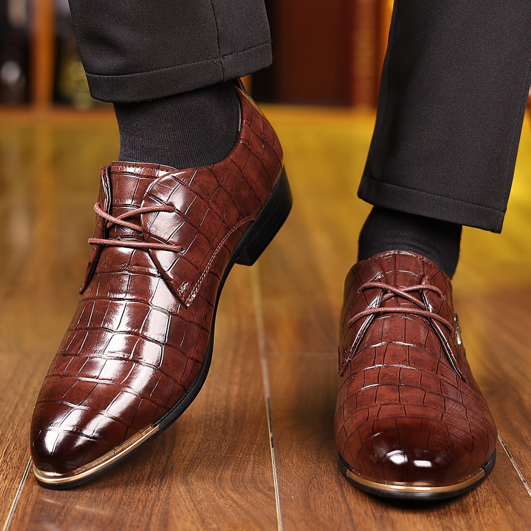 Black men's classic slip-on loafers. Sleek formal dress shoes, ideal for business, weddings, and special events.