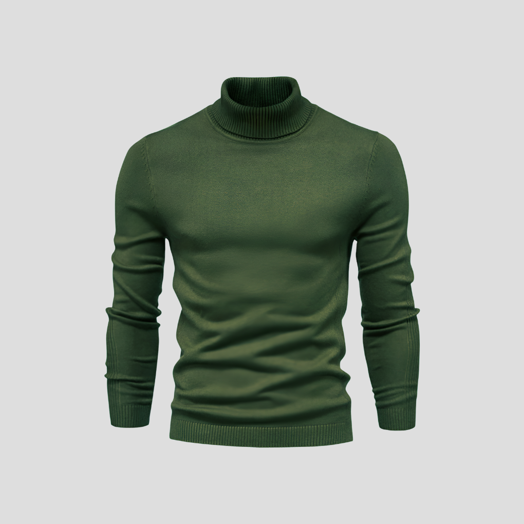 Effortless men's classic turtleneck sweater, a simple yet elegant long sleeve top for modern autumn comfort.