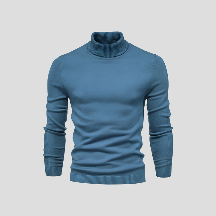 Elegant men's classic turtleneck sweater, a pullover style perfect for smart casual autumn outfits.