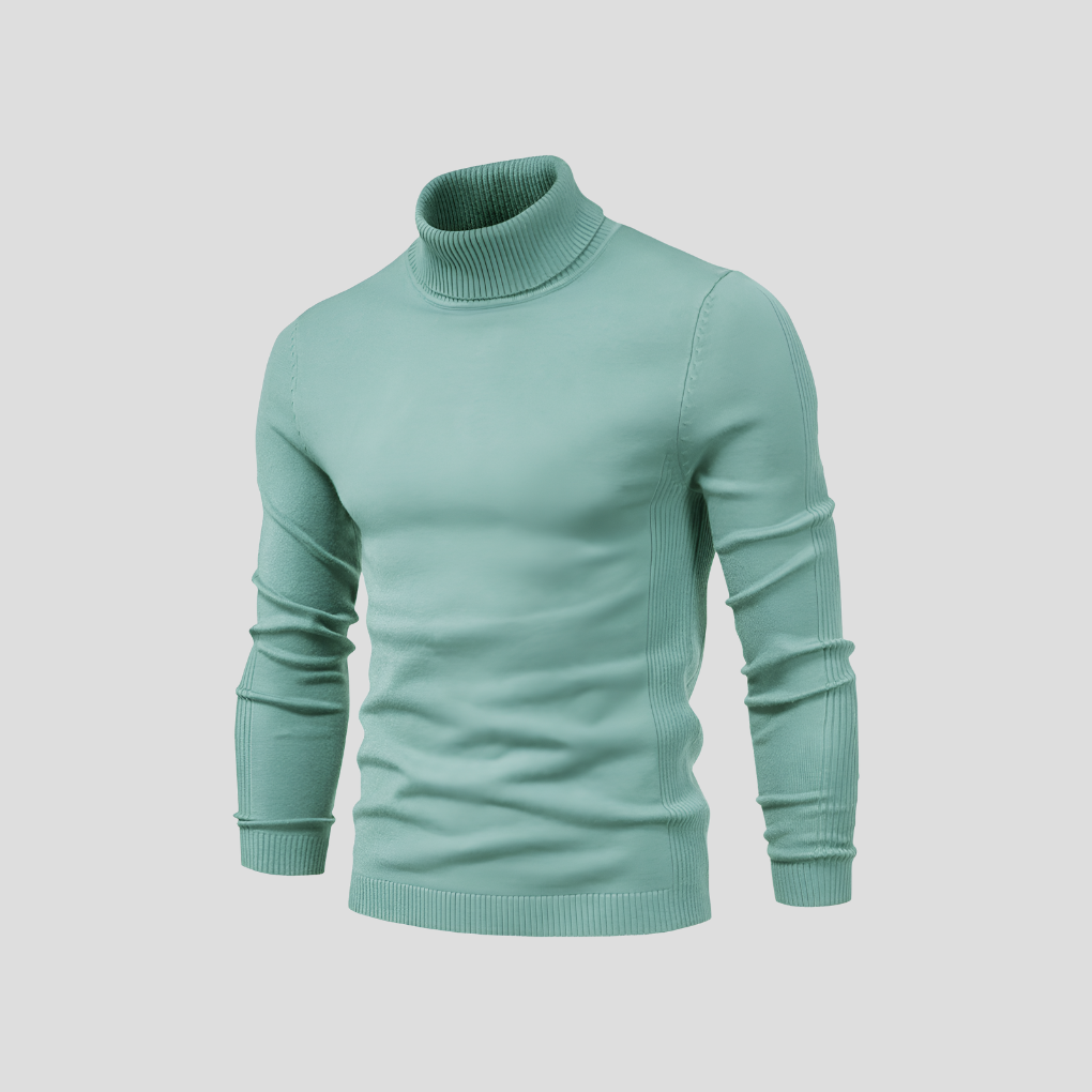 Versatile men's classic turtleneck pullover, suitable for elegant & casual cold weather looks.