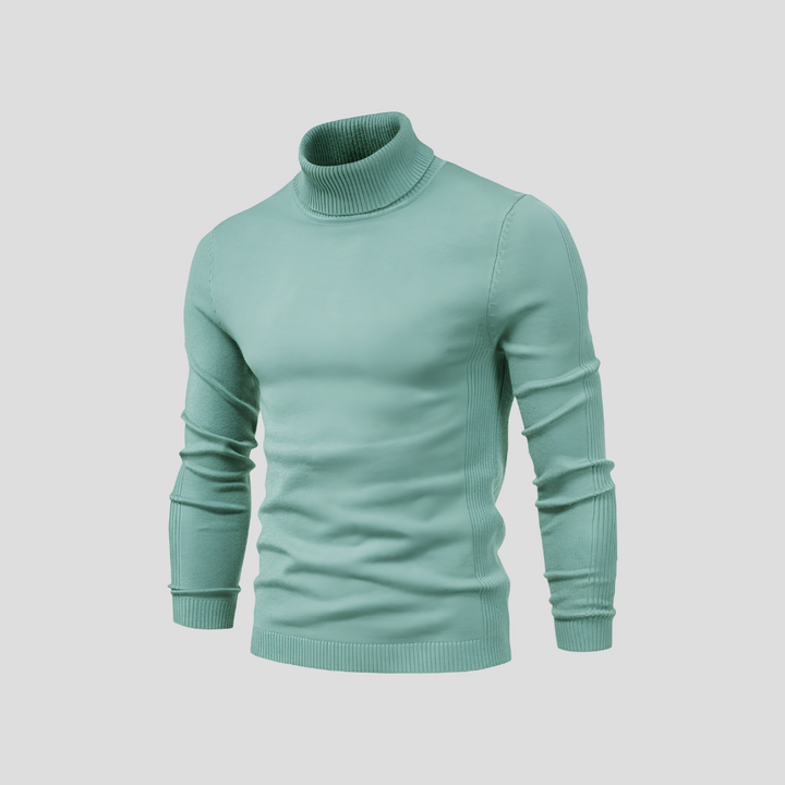 Versatile men's classic turtleneck pullover, suitable for elegant & casual cold weather looks.