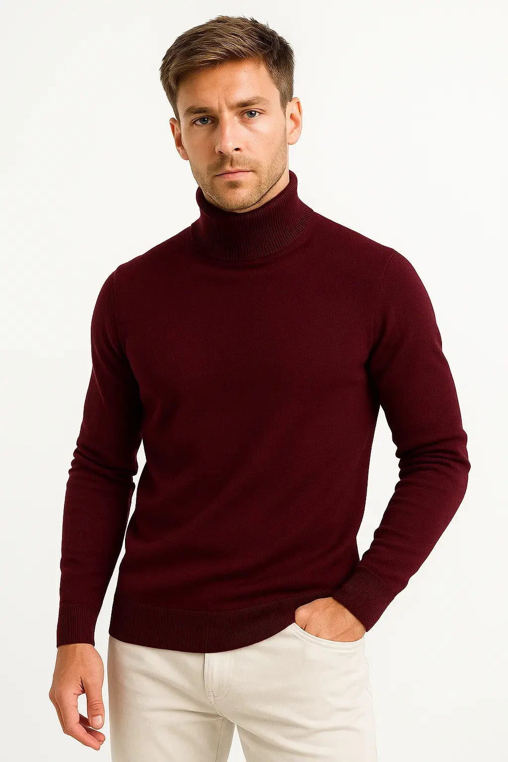 Versatile men's classic turtleneck, a comfortable long sleeve top for both casual autumn and formal winter outfits.