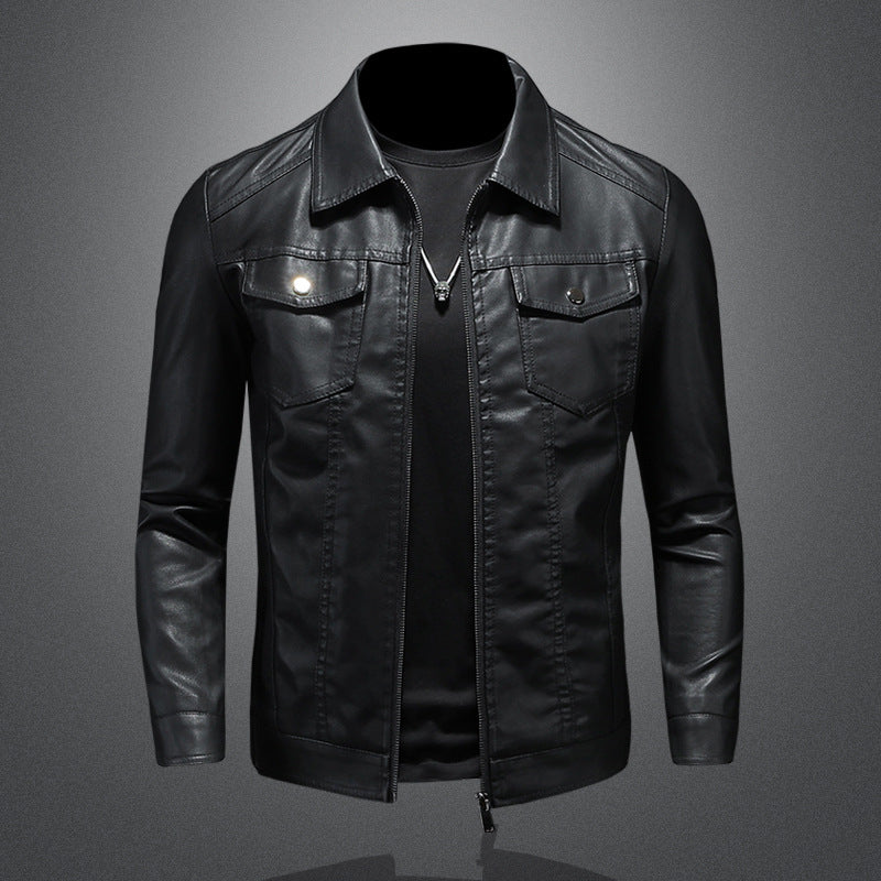 Durable men's vintage black jacket, perfect for everyday wear, providing versatile classic style & lasting comfort.
