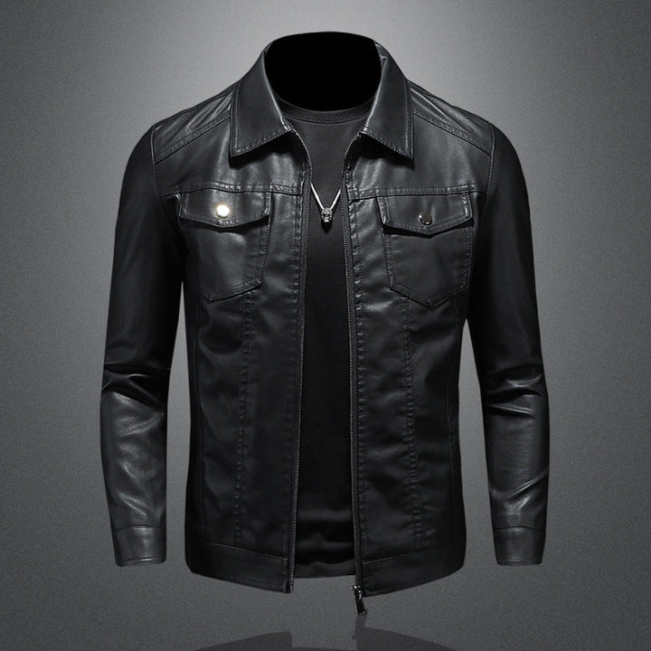 Durable men's vintage black jacket, perfect for everyday wear, providing versatile classic style & lasting comfort.