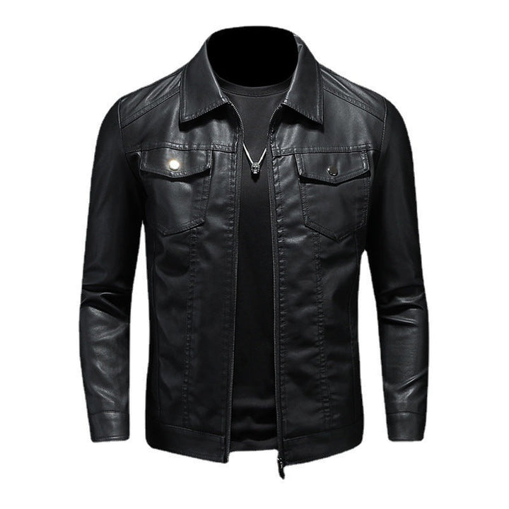 Stylish men's vintage black outerwear jacket for fall and winter, a timeless classic fashion piece for daily wear.