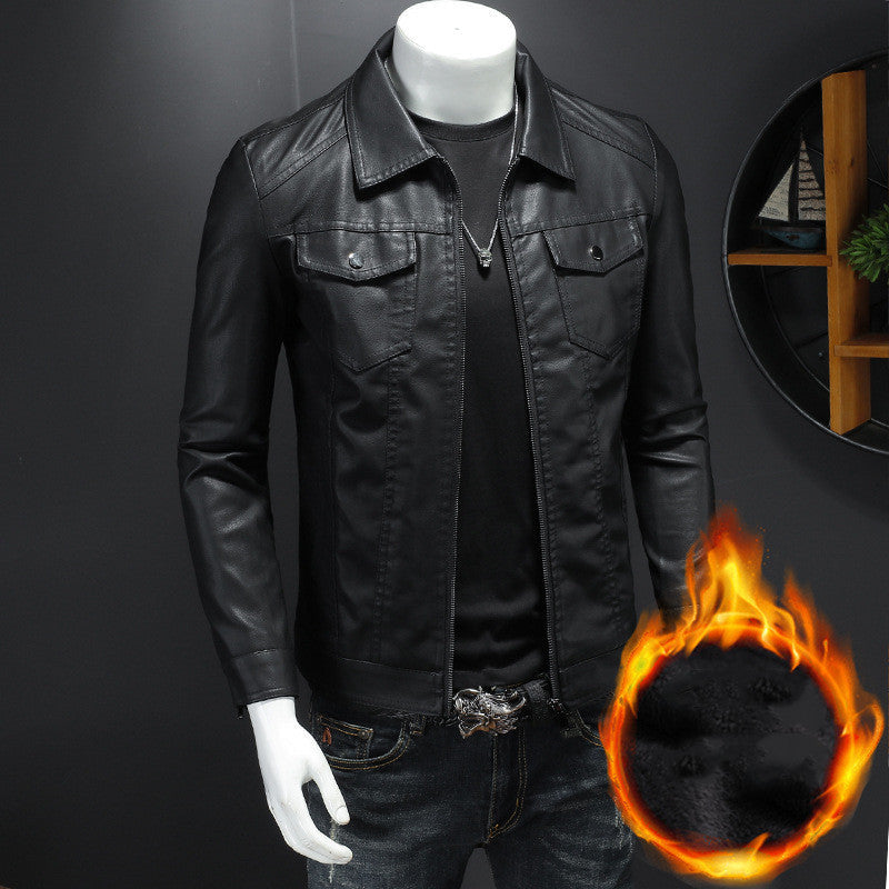 Comfortable men's vintage black outerwear jacket with classic style, perfect for versatile everyday fall fashion.