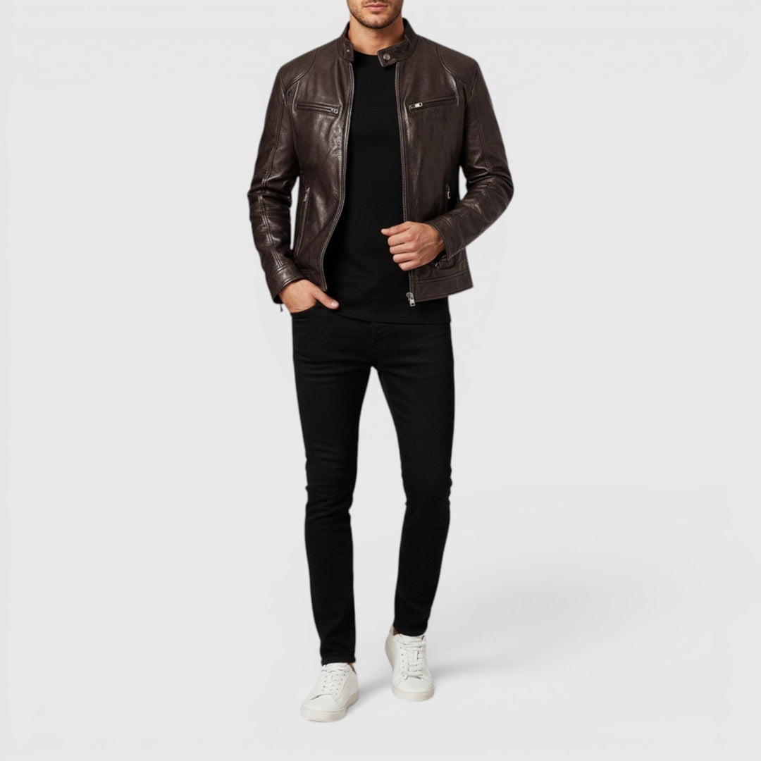Comfortable men's outerwear: a classic zip-front jacket, great for everyday wear & layering.